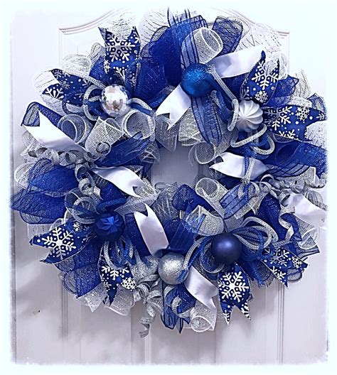 blue silver christmas wreath